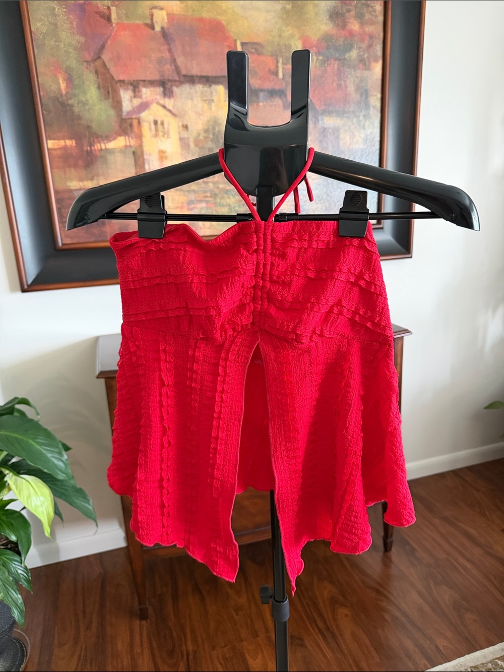 Urban Outfitters Red Textured Halter Tank Top